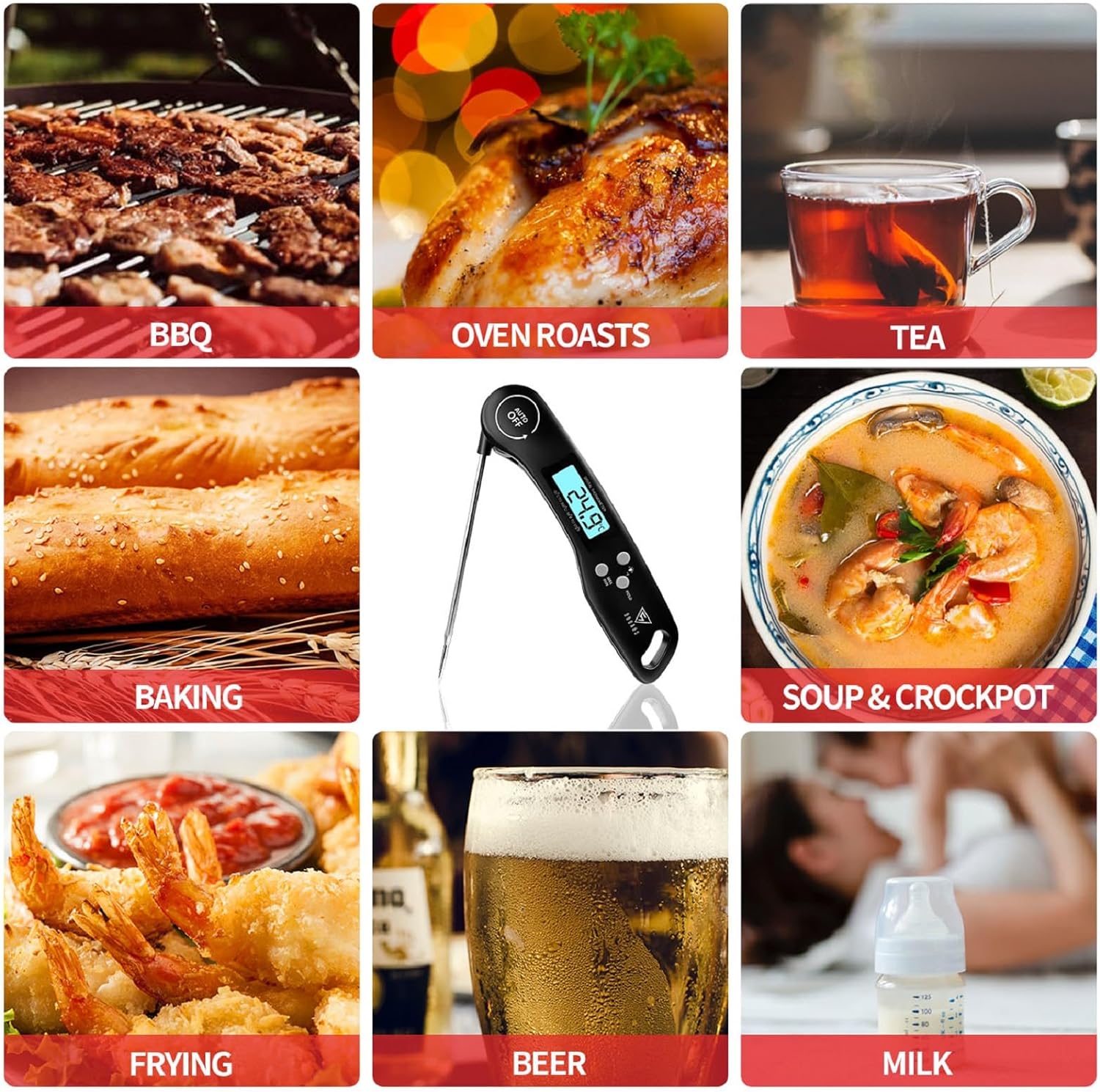 DOQAUS Digital Meat Thermometer, Instant Read Food Thermometer