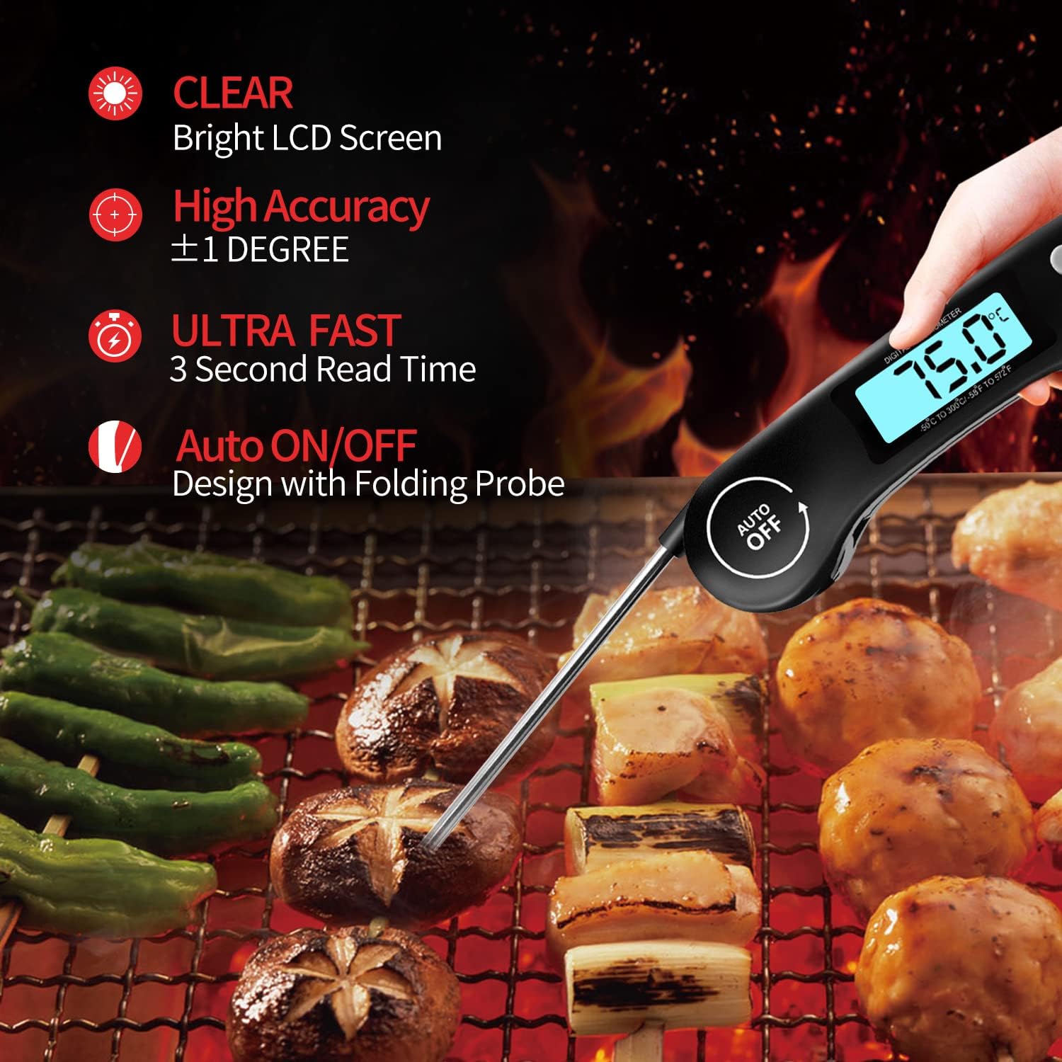 DOQAUS Digital Meat Thermometer, Instant Read Food Thermometer