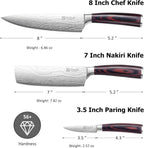 PAUDIN Professional Chef Knife Set, 3-Piece High Carbon Stainless Steel Kitchen Knives