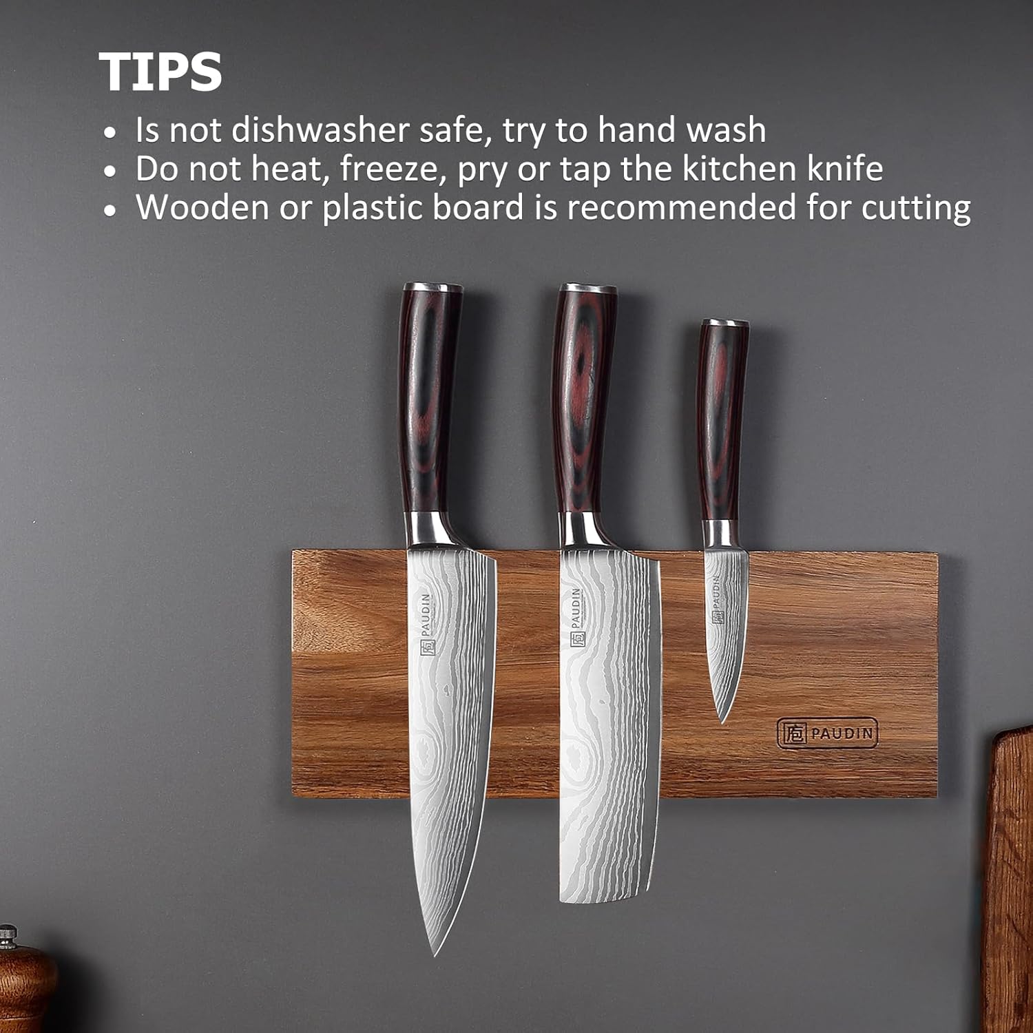 PAUDIN Professional Chef Knife Set, 3-Piece High Carbon Stainless Steel Kitchen Knives