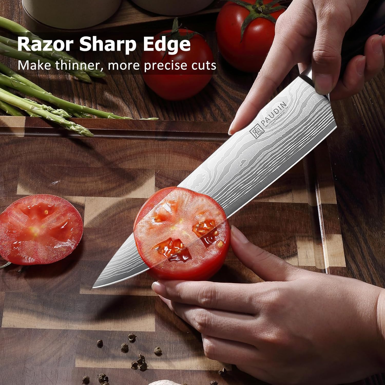 PAUDIN Professional Chef Knife Set, 3-Piece High Carbon Stainless Steel Kitchen Knives