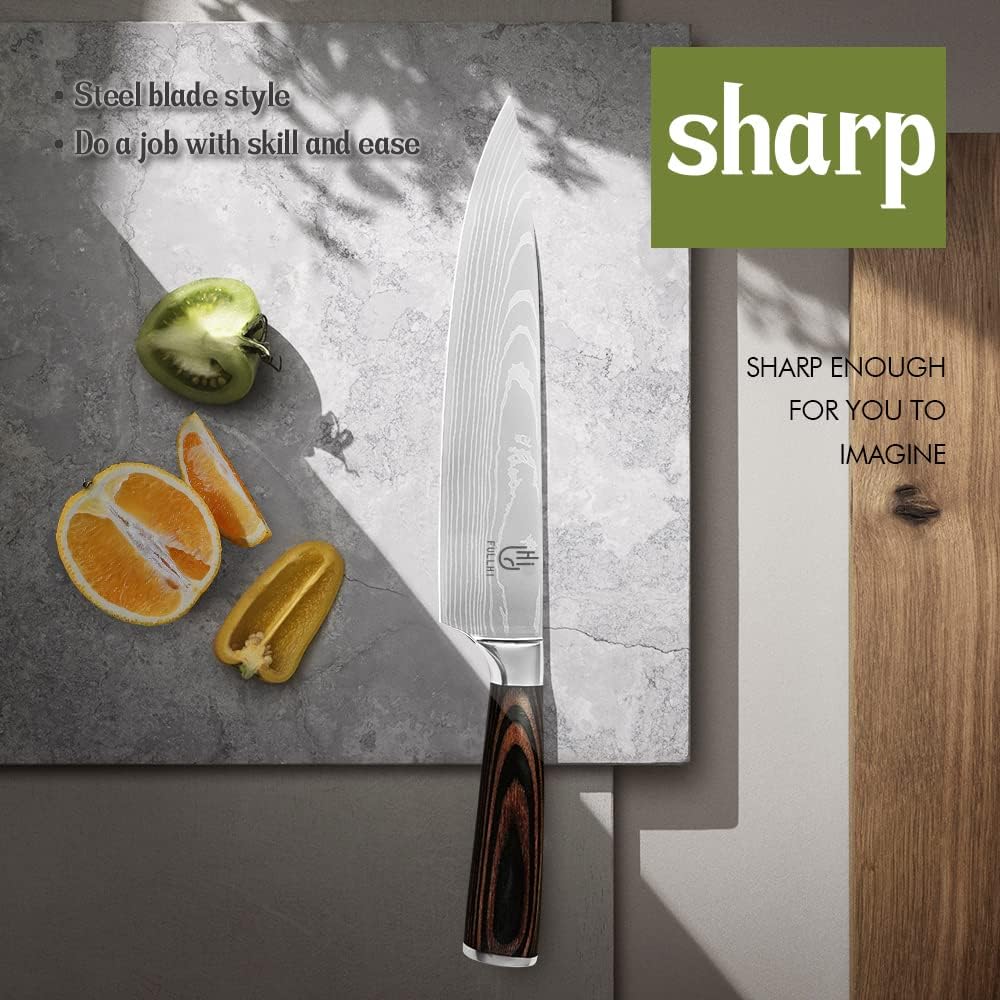 FULLHI Knife Set, 14pcs Japanese Knife Set, Premium Stainless Steel Kitchen Knife Set