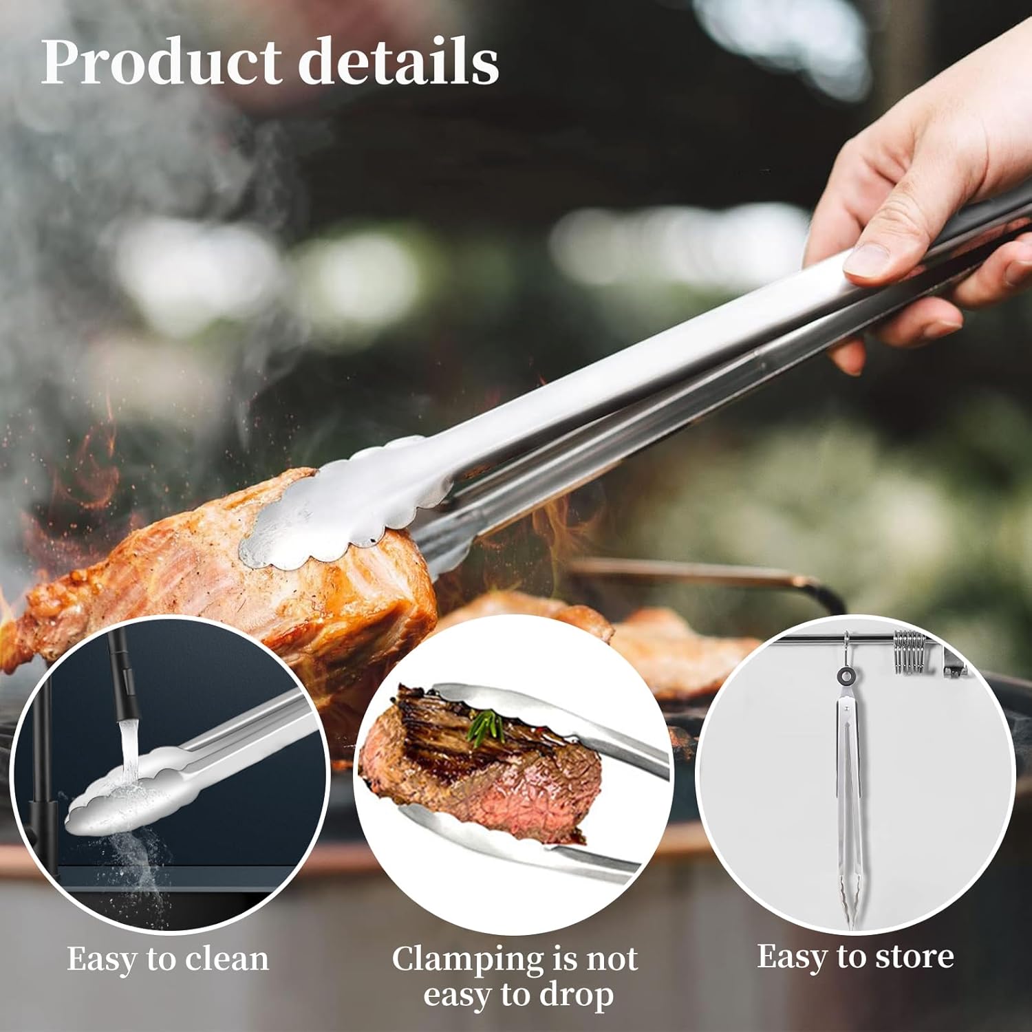 Nalaina 16" Stainless Steel Kitchen Grill Tongs