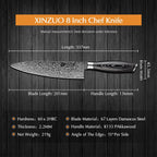 XINZUO Chef Knife 8 Inch Damascus Kitchen Knif