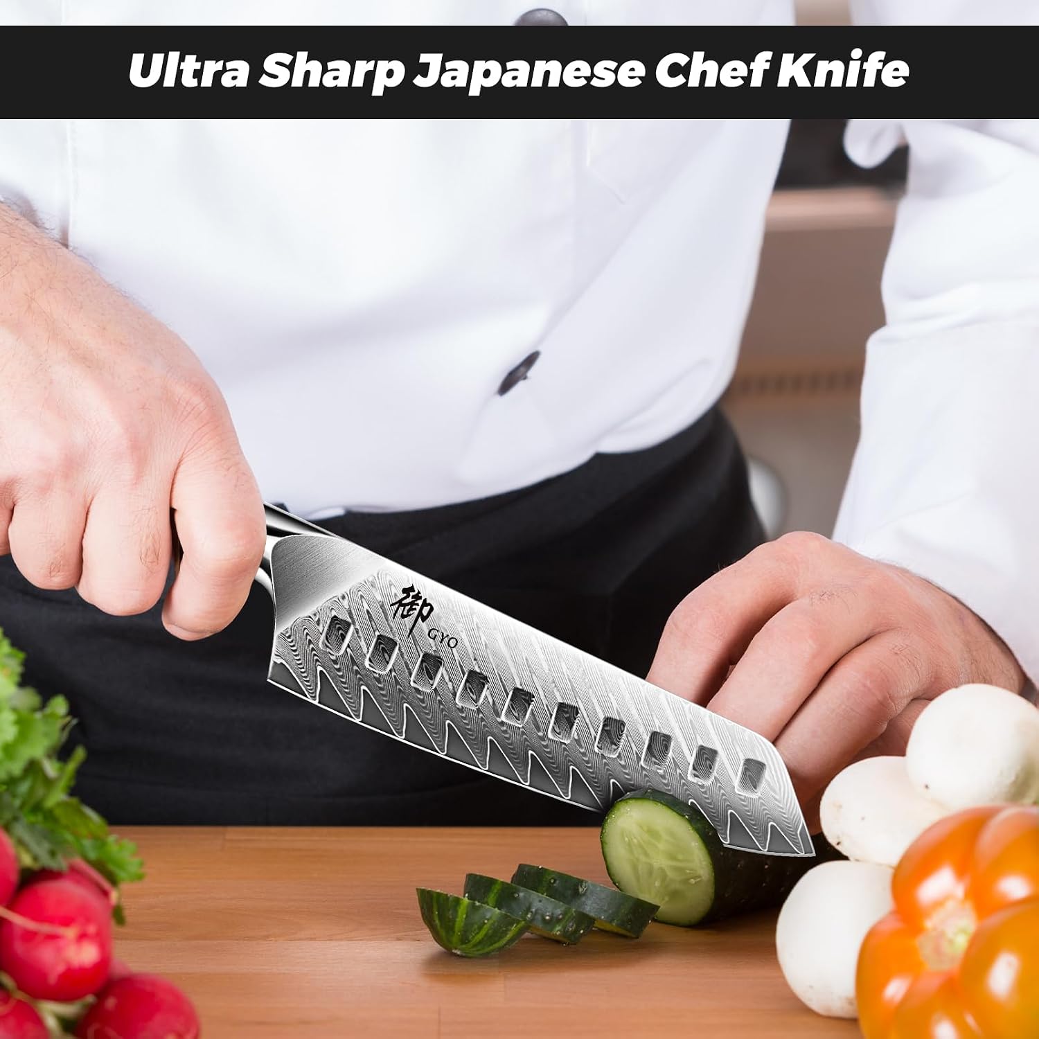 SHAN ZU Chef Knife, Kitchen Knife Santoku Chef's Knife 7 Inch Multifunction Kitchen Knives Damascus Stainless Steel & Ergonomic Fiberglass G10 Handle Best Sharp High-Carbon Knives