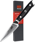 SHAN ZU 4 Inch Paring Knife, Japanese Steel Damascus Professional Kitchen Knives High Carbon Super Steel Carving Knife with Gift Box | Blade made of 67 layers of Damascus steel