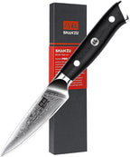SHAN ZU 4 Inch Paring Knife, Japanese Steel Damascus Professional Kitchen Knives High Carbon Super Steel Carving Knife with Gift Box | Blade made of 67 layers of Damascus steel
