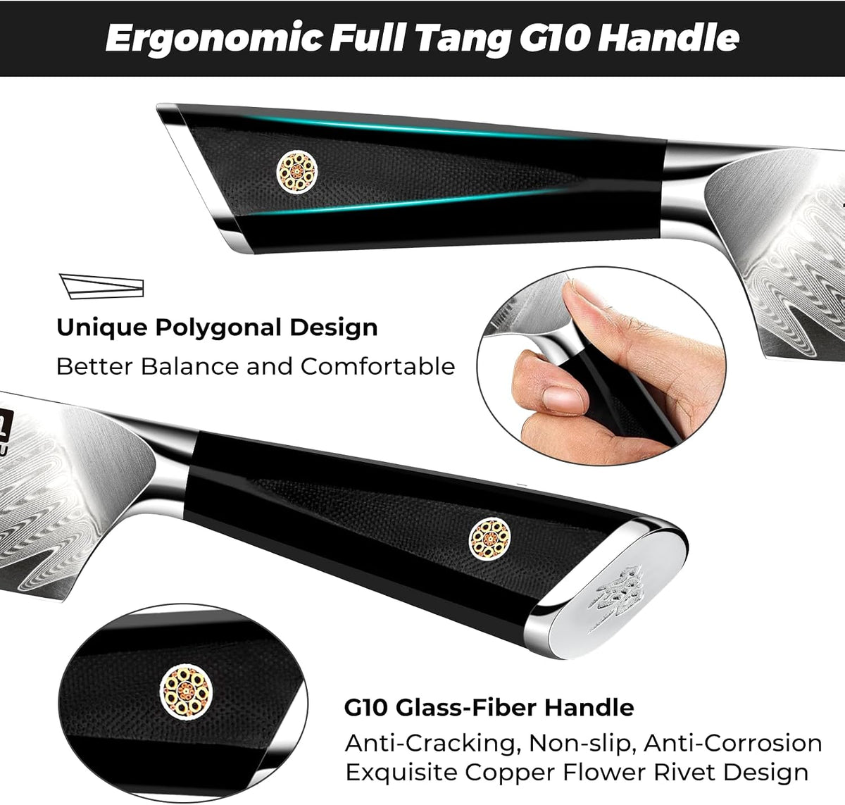 SHAN ZU Damascus Chef Knife 8 inch, 67-Layer High Carbon Steel Kitchen Knife, Ultra Sharp Japanese Chef Knife, Professional Kitchen Utility Knives with G11 Ergonomic Handle