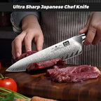SHAN ZU Damascus Chef Knife 8 inch, 67-Layer High Carbon Steel Kitchen Knife, Ultra Sharp Japanese Chef Knife, Professional Kitchen Utility Knives with G11 Ergonomic Handle