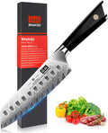 SHAN ZU Chef Knife, Kitchen Knife Santoku Chef's Knife 7 Inch Multifunction Kitchen Knives Damascus Stainless Steel & Ergonomic Fiberglass G10 Handle Best Sharp High-Carbon Knives