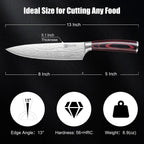 PAUDIN Chef Knife, 8 Inch High Carbon Stainless Steel Kitchen Knife | Ergonomic Handle, Ultra Sharp 5Cr15MoV, for Home Kitchen & Restaurant, Gift Box